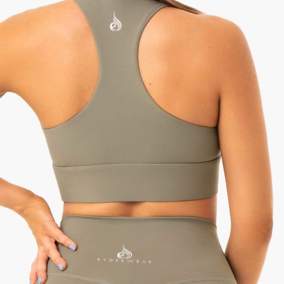BRAND NEW Khaki base racer back sports bra - Picture 2 of 3